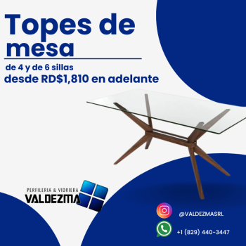 Topes de vidrio templado ded 4 y 6 sillas