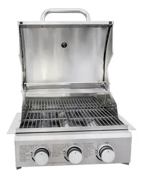 Parrilla de gas integrada de acero inoxidable con 3 quemadores