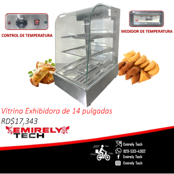 Vitrina exhibidora caliente de 14 pulgadas acero aniquelado