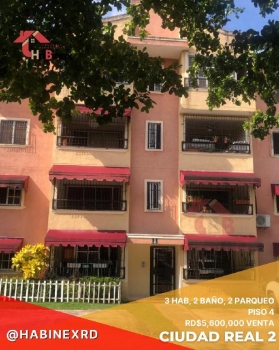 Apto en venta ciudad real ll 4to piso 3-hab2-b 2 parqueos.av.rep de co