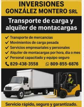 Transporte de carga y alquiler de monta carga