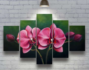 Cuadro pintura de orquídeas 5 en 1