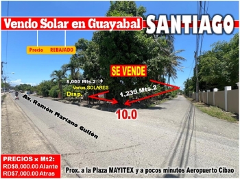 Vendo solar 1239 mts.2en guayabal santiago av. ramon mariano grullon p