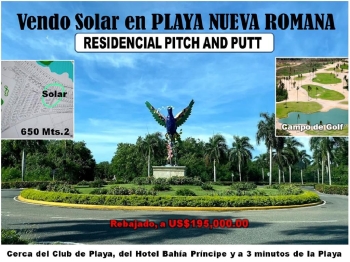 Vendo solar de  650 mts.2 en resdencial pitch and putt playa nueva rom