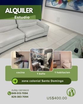 Se alquila  estudio – zona colonial república dominicana