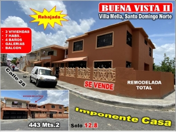 Vendo casa remodelada total en buena vista ii 7 habs. 443 mts.2 rebaja