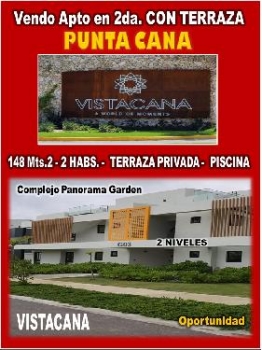 Vendo apto en vista cana  2 niveles 2do. y 3ero. 2 habs. 148 mts.2 de