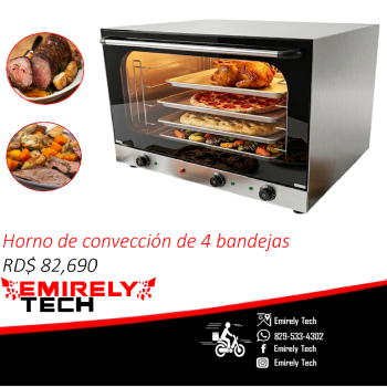 Horno conveccional electrico de 4 bandejas carnes panaderia reposteria