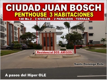 Vendo penthouse  con terraza en  ciudad juan bosch 3 habs. 140 mts.2 r