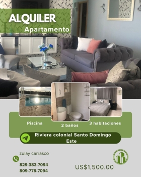 Apartamento en alquiler – zona oriental santo domingo este