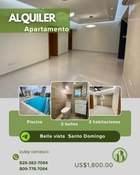 Apartamento en alquiler con línea blanca en bella vista sur