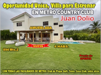 Vendo la Única villa nueva disponible dentro de metro country club de