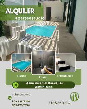 Alquilo apartaestudio en zona colonial – santo domingo