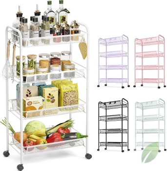 Carrito rodante organizador de 4 niveles multiusos