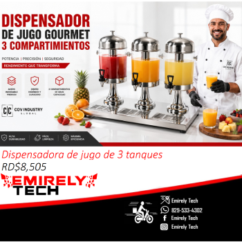 Dispensadora de jugo de 3 tanques dispensador de jugos leche chocolate