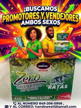 Buscamos promotores y vendedores para producto raticidas