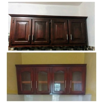 Gabinetes de cocina de tres y cuatro en madera