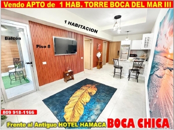 Apto rebajado en boca chica. 1 hab. 61 mts.2 piso 8 torre boca del mar