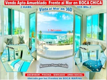 Alquiler apto frente al mar  en boca chica 2 habs. 115 mts.2 3 balcone