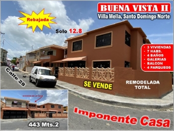 Vendo casa remodelada total en buena vista ii 7 habs. 443 mts.2 rebaja