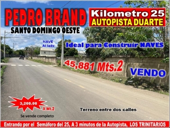 Vendo terreno para naves en pedro brand 45881 mts.2 a 3 minutos de la