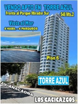 Vendo exclusivo  apto en torre azul frente parque mirador sur 548 mts.
