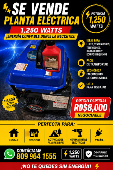 Vendo planta eléctrica  1250 watts