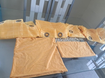 Cortina visillo amarilla 4 5090  cojines 2