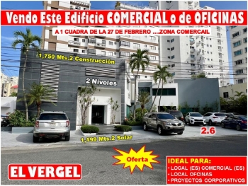 Vendo edificio comercial o de oficinas en el vergel 1750 mts.2 de opor