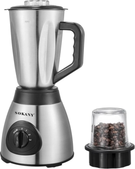 Licuadora 2 en 1 sokany 1.5l 400w vaso acero inoxidable  molinillo
