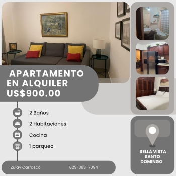 Alquiler apartamento amueblado – bella vista santo domingo