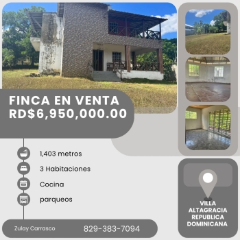 Se vende finca con potencial en villa altagracia