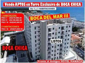 Se venden 2 penthouses y 2 aptos en torre boca del mar iii boca chica