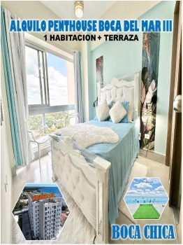 Alquilo penthouse 1 hab. en torre boca del mar iii boca chica con terr