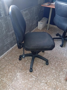 Silla de escritorio giratoria 6 ruedas tela negra