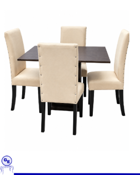 Juego de comedor de 4 sillas color crema con mesa cuadrada