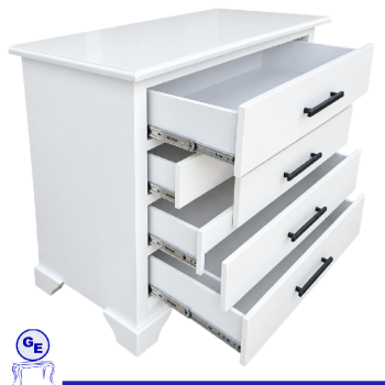 Gavetero en madera blanco con gavetas grande y profundas