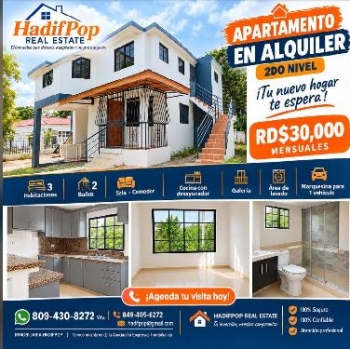 Apartamento en alquiler – 2. nivel  urbanización aros carrau