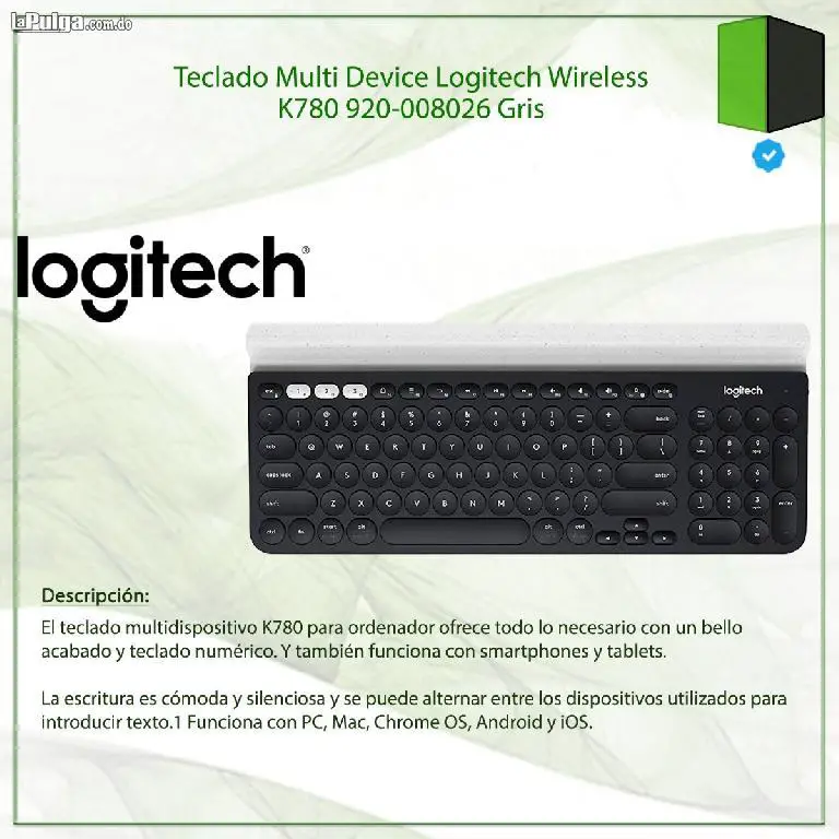 Teclado Logitech K780 Wireless Black Multi Dispositivos Soporta 3 Eq