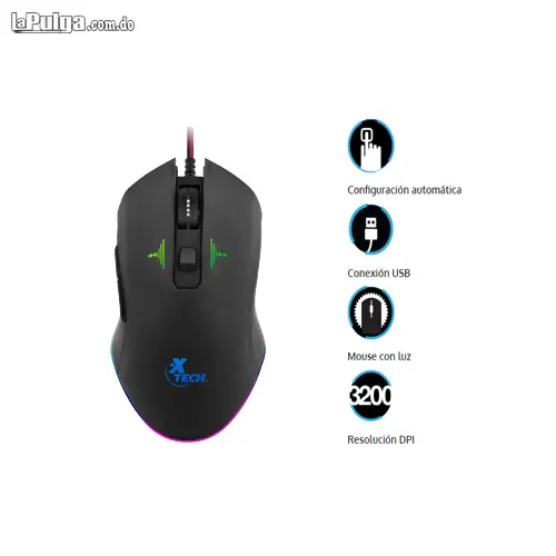 Mouse Xtech Gaming Xtm-710 Usb 6 Botones 3200dpi Black Juaga