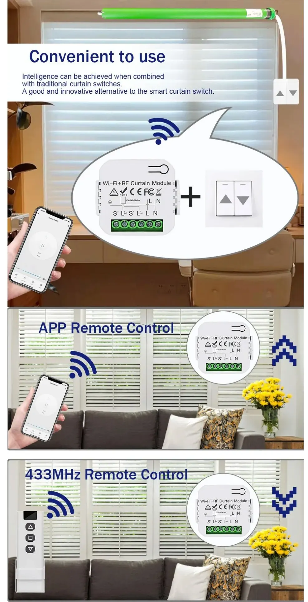 Interruptor Smart control remoto para cortinas corrediza Shutter persi Foto 7211632-4.jpg