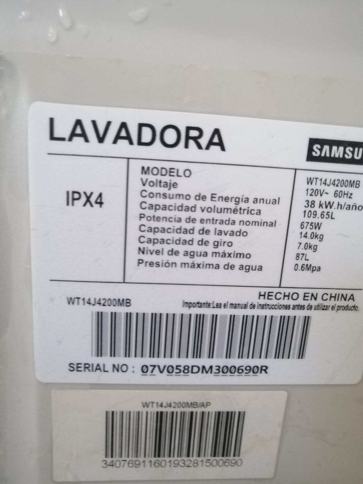 Lavadora Semiautomática Samsung WT14J4200MB de 14 Kg Blanca Foto 7220682-9.jpg