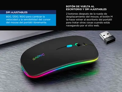 Mouse inalámbrico óptico LED recargable silencioso Bluetooth portátil  Foto 7231001-1.jpg