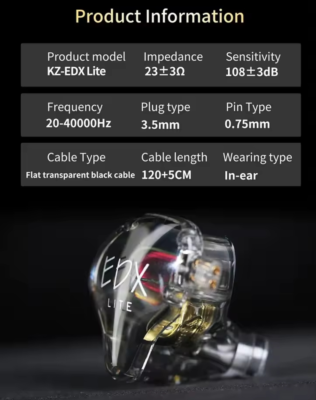 KZ EDX Lite in-ear monitor para músicos y auricular para video juegos  Foto 7265751-7.jpg