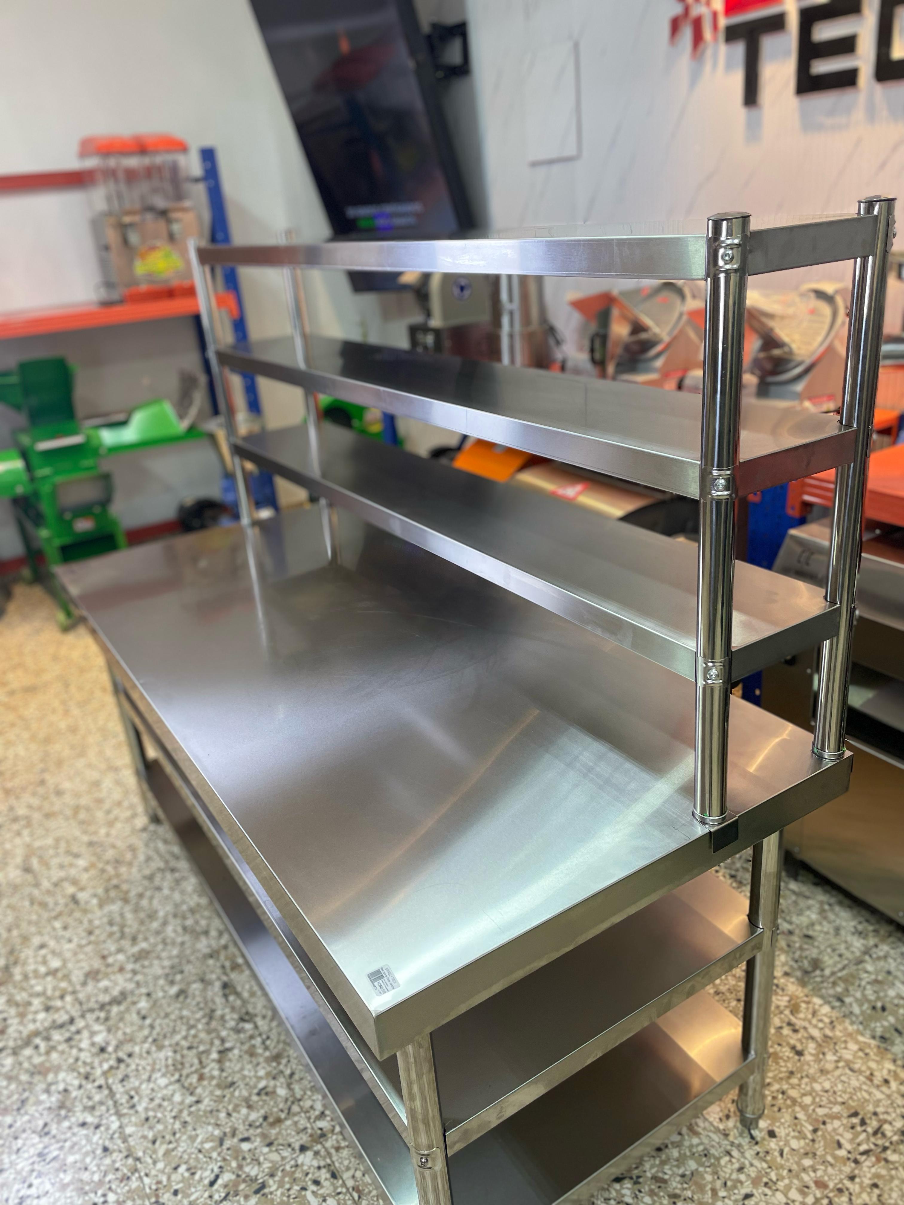 Mesa de trabajo de 3 niveles acero inoxidable para cocina comercial Foto 7270841-5.jpg