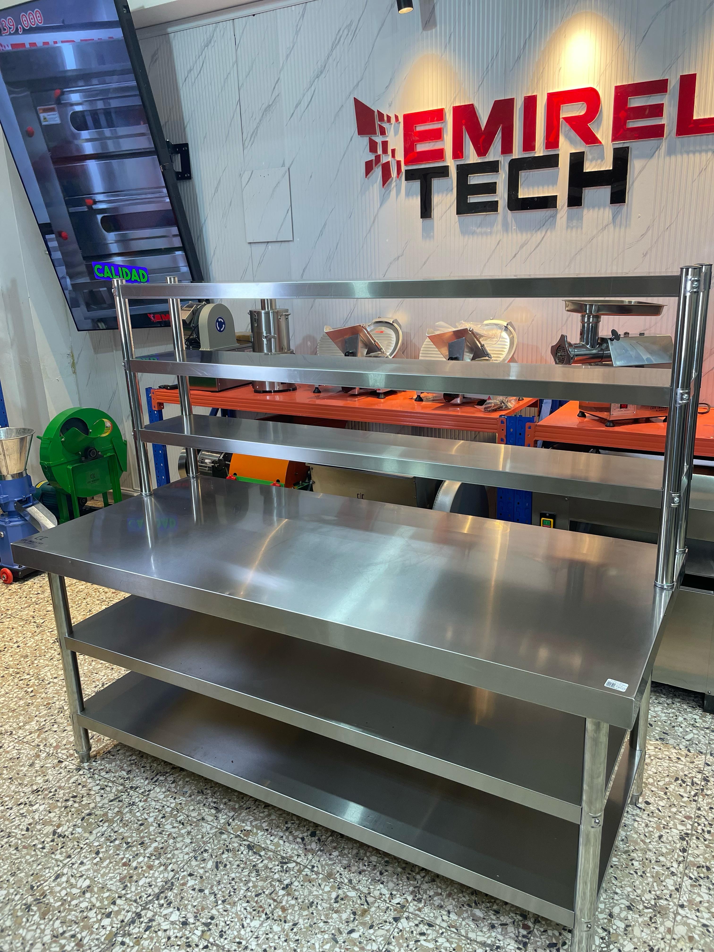 Mesa de trabajo de 3 niveles acero inoxidable para cocina comercial Foto 7270841-9.jpg