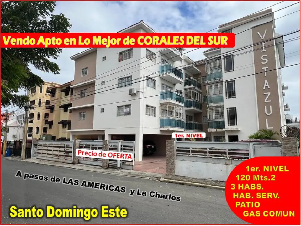 Vendo Apto en lo Mejor de  CORALES DEL SUR 3 HABS. 1ER. NIVEL 120 Mts. Foto 7275524-1.jpg