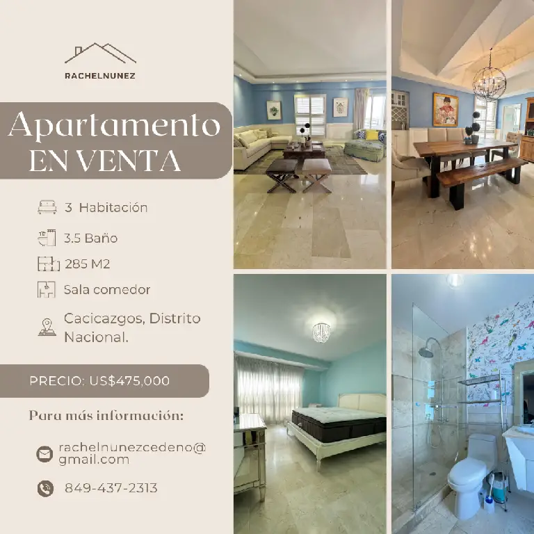 Apartamento de 3 Habitaciones en Venta en los Cacicazgos.  Foto 7278724-1.jpg