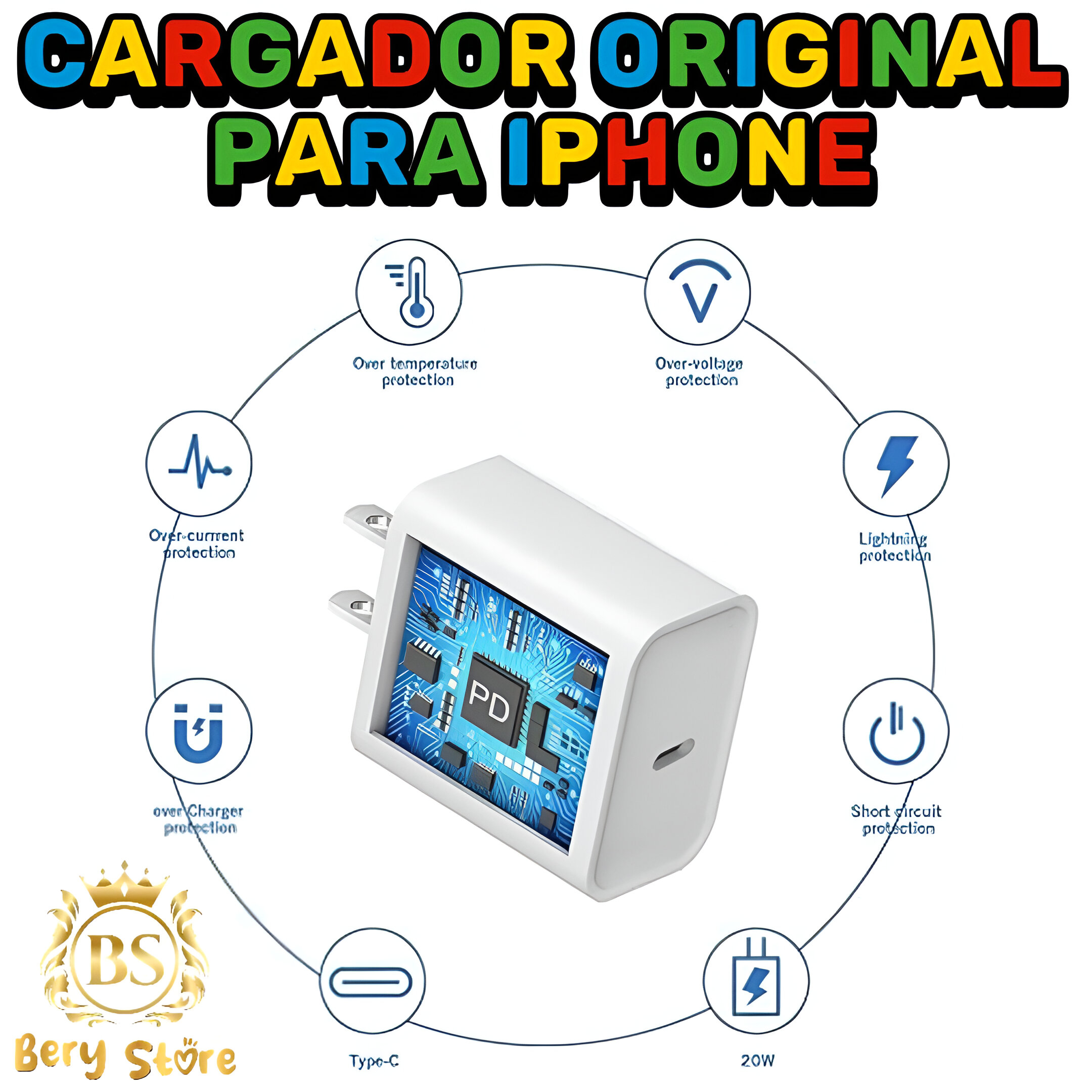 CARGADOR PARA IPHONE ORIGINAL CARGA RAPIDA / CARGADOR DE IPHONE / CARG Foto 7279462-5.jpg