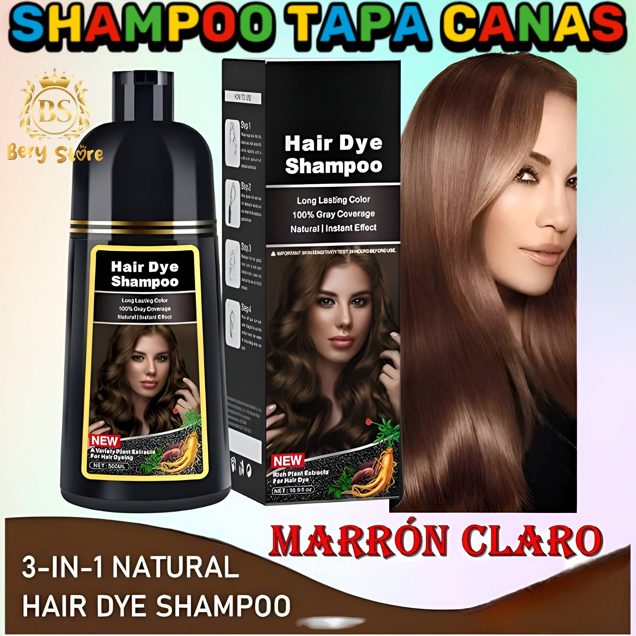 SHAMPOO CUBRE CANAS MARRON CLARO / SHAMPOO TAPA CANAS / SHAMPOO TINTE  Foto 7279478-3.jpg